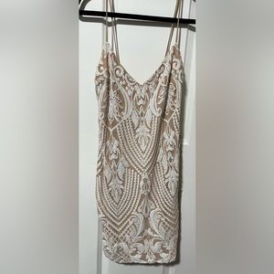 Tan dress with white sequins. Never worn, new with tags